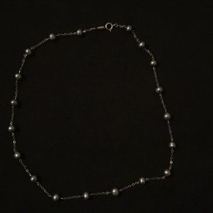 14k white gold Gray/blue pearl necklace